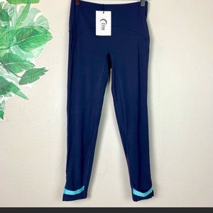 NWT ZYIA Navy Strap High-Rise Deluxe Crop Leggings